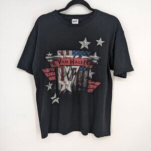 Van Halen T-Shirt Adult Size L Anvil 2010 American Flag Casual Goth Grunge Rock